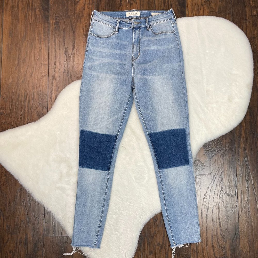 Pacsun Skinny Jeans 28 High-Rise Ankle Jegging Light Wash Raw Hem Women Stretch‎
